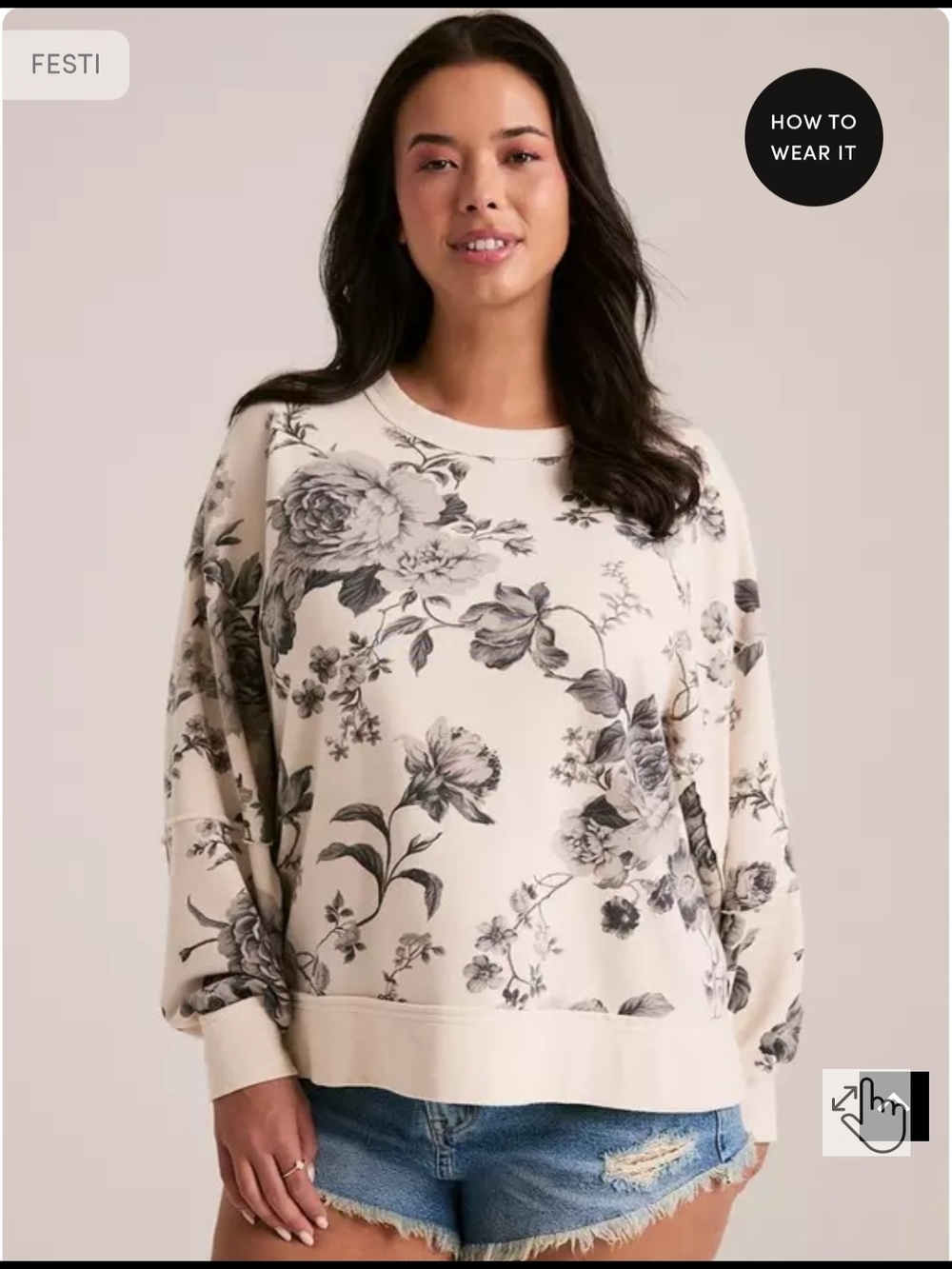 Oversized Cream Floral Sweatshirt